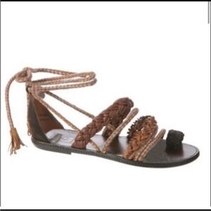 Bacio 61 Womens Leini Ankle Wrap Leather Sandals 9M